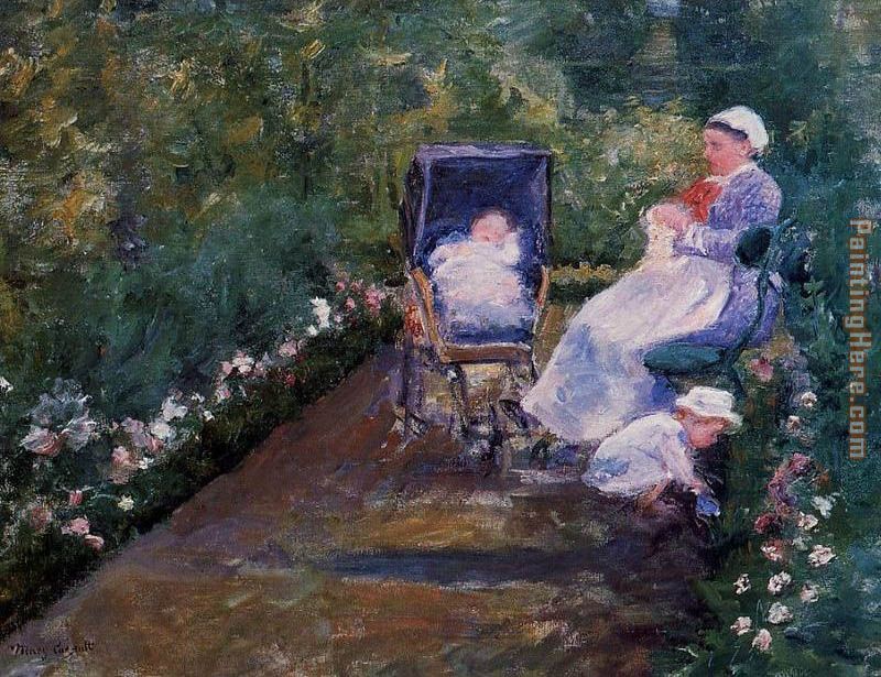 Children In A Garden painting - Mary Cassatt Children In A Garden art painting